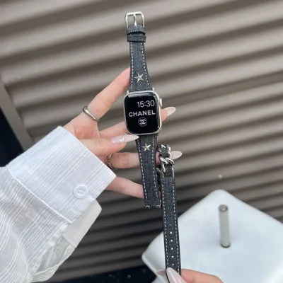 بند اپل واچ Chanel زنجیر کارتیر 2 دور (کدw5004)