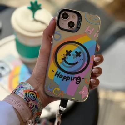 قاب Happy Face colourful با بند (کدC1669)