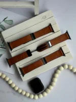 بند اپل واچ چرم قفل مگنتی قهوه ای (کدw5017)