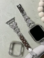 بند اپل واچ پروانه نگینی استیل + گارد نگین دار (کدw5032) - Image 3
