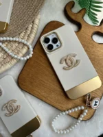 قاب Gold Chanel با آویز مرواریدی (کدC1265) - Image 4