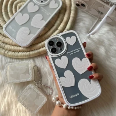 قاب قلب سفید استند دار با کاور ایرپاد (کد c1044)