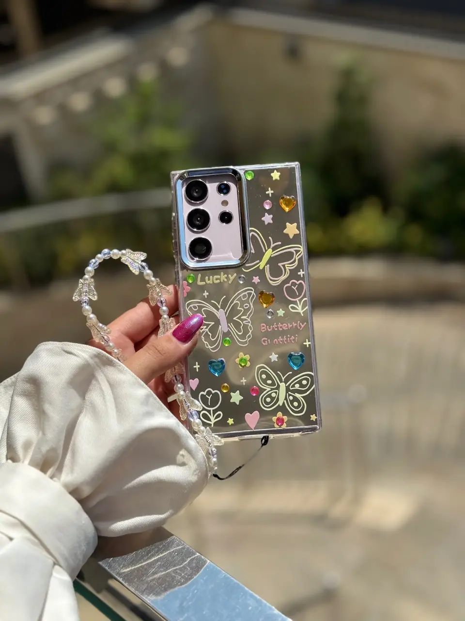 c2861f قاب نقاشی پروانه آینه ای با آویز سامسونگ و شیائومی (کدC2056) - Image 1