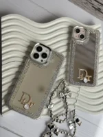 قاب Dior آینه ای دور نگین با آویز قلبی پاپیونی (کدC1989) - Image 6