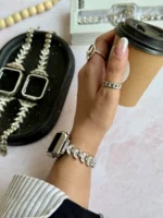 بند اپل واچ Diamond leaf bracelet با گارد نگینی (کدw5072) - Image 7