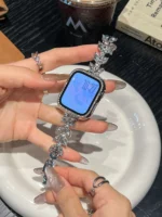 بند اپل واچ Diamond leaf bracelet با گارد نگینی (کدw5072) - Image 5