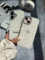 قاب White Christian Dior دور لنز نگین آیفون (کدC2076)